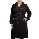 London Fog Women's Plus Size DoubleBreasted 3/4 Length Belted Trench Coat, Black, 2X