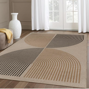 Lahome Modern Rainbow Easy Jute Rug, Washable 5x7 Area Rugs for Living Room Black Farmhouse Dining Room Rug, Contemporary Natural Throw Mat Non Slip Floor Carpet for Office RV Patio