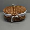 Wicker Picnic Basket with Lid and Handle Sturdy Woven Body with Washable Lining for Easter,Mother's Day,Outdoor Camping