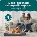 FurHaven Orthopedic Dog Bed for Large Dogs, Luxe Lounger Contour Mattress with Solid Orthopedic Foam Slab for Joint Support, Removable Washable Cover, Jumbo XL, Plush Suede, Gray