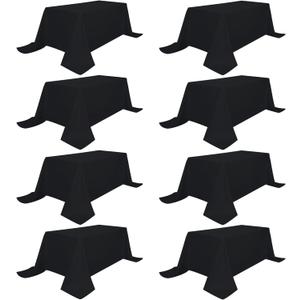 8 Pack Black Tablecloths 90 x 132 Inch Rectangular Table Cloths for Rectangle Tables 6ft, Wrinkle Resistant Black Table Cloth Washable Polyester Fabric for Buffet Wedding Party Banquet