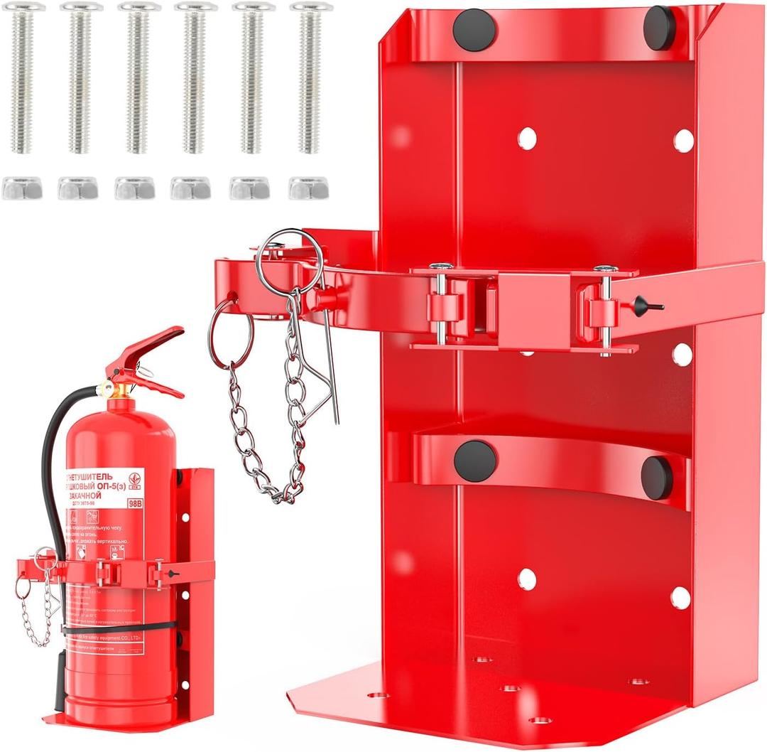 Fire Extinguisher Mount, Heavy Duty Fire Extinguisher Bracket with Screws Fits 10lb Dry/5lb Co2 Extinguisher for School Home Garage Laboratory and Vehicle Perfect for Wall Mount,1pcs (Red)