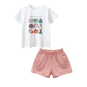 KADY Toddler Girl Cotton Summer Short Sleeve T-Shirt and Shorts Set (WhitePink2, 4T)