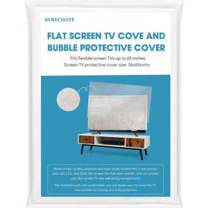 Foam Flat Screen TV Cover and Bubble TV Protective Cover Fits Up to 65''W x 36''H, Flat Screen TV Protection During House Moving,Home Renovation, or Storing (2-Foam and Bubble)