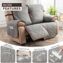 Loveseat Recliner Cover Non-Slip, Sofa Cover for Reclining Couch 2 Seat, Loveseat Covers Double Recliner Furniture Protector Cover with Elastic Straps for Pets (Light Gray, Recliner Loveseat)