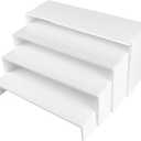 ELEGANTLIFE Acrylic Display Risers Set of 4, 4-Level Tiered Countertop Display Stands for Cupcakes, Mini Desserts, Jewelry, Cosmetics, Small Figures & Collectibles, White