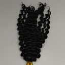 Human Braiding Hair Mix Synthetic Boho Hair for Braiding, 20 Inch Deep Wave Bulk for Boho Braids 2 Pcs Curly Bohemian Wet and Wavy Braiding Hair(1B, 20 Inch-2pcs)