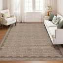 GarveeHome Scalloped Washable Rugs 9x12 Rug for Living Room Non-Slip Solid Coffee Modern Minimalism Low-Pile Carpet 9 x 12 Rug for Bedroom Dining Nursery Mat with Rubber Back