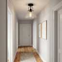 WILON Clear Glass Shade Semi Flush Mount Ceiling Light Matte Black 2 Pack