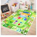 Alphabet Rugs for Kids Playroom - ABC Rug for Classroom with ABC Alphabet,Animals Colors,ABC Carpet for Children Playroom Cartoon Kids Play Mat for Bedroom Decor,Green,32"x46"