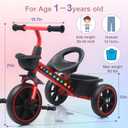 Kids Tricycle with Colorful LED Lights for Toddlers 1-3 Years, Stable 3-Wheel Design & Storage Basket for Fun Indoor Outdoor Ride, Gift for Baby Boy Girl