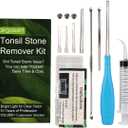 Airgoesin Upgraded Tonsil Stone Remover Tool, Blue, 5 Tips, Tonsillolith Pick Case + 1 Irrigator Fresh Breath Oral Rinse