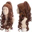 Topcosplay Womens Wigs Long Curly Brown Halloween Costume Party Cosplay Wig Wave with Ponytail