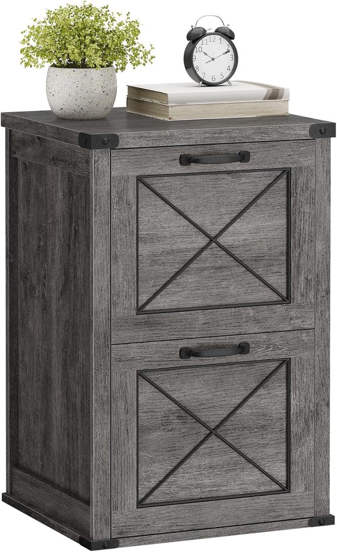 VASAGLE File Cabinet, Filing Cabinet with 2 File Drawers, Printer Stand, Fit A4, Letter Size, Hanging File Folders, Modern Farmhouse Style, for Home Office, Misty Gray UOFC048G01