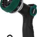 Heavy Duty Garden Hose Nozzle, Water Hose Sprayer Nozzle with Thumb Flow Control, 10 Spray Patterns, High Pressure Hose Nozzle for Lawn & Plant Watering, Car & Pet Washing Forest Green