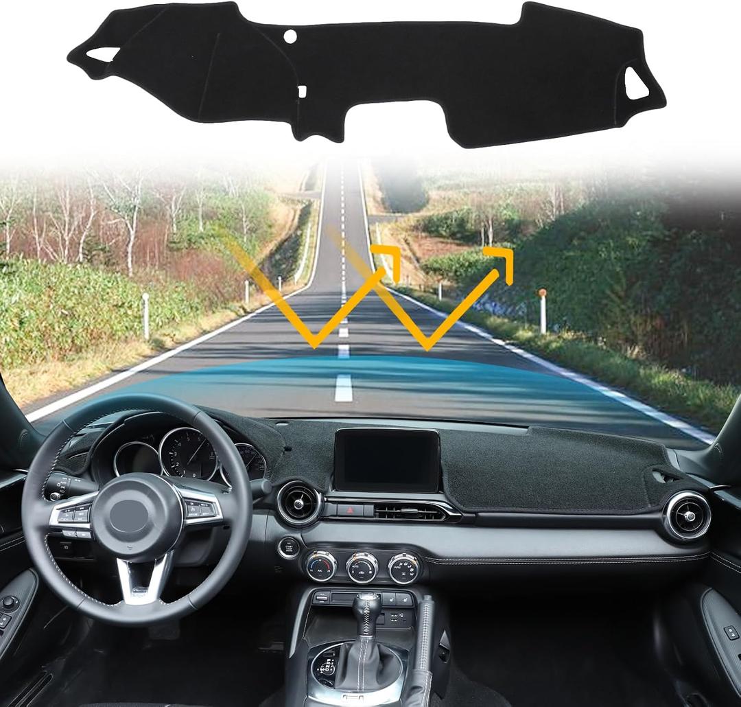 Dash Cover Mat Dashboard Mat Compatible with Mazda MX-5 2015-2023,Polyester Car Dashboard Cover Sun Shade Pad,Anti-Slip Dash Board Pad Accessories
