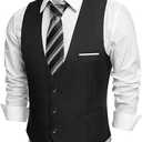 COOFANDY Men's Suit Vest Slim Fit Formal Dress Waistcoat Casual Business Vests for Suit or Tuxedo, XL, Black