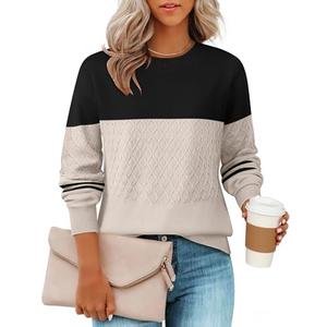 ZESICA Women's 2026 Fall Winter Sweaters Casual Long Sleeve Crew Neck Loose Knitted Pullover Sweater Tops (Apricot), Small