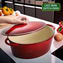 Vivicreate 9.6 QT enamel cast iron dutch oven, red gradient color,cast iron pot (9.6 QT)