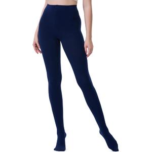 2 x DUCMODA Women's 70D Semi-Opaque Tights High Waist Solid Soft Stretch Pantyhose (Blue)