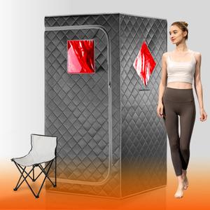 Full Size Portable Personal Infrared Sauna for Home, Personal Home Spa Tent with Remote Control, Heating Foot Pad, Foldable Reinforced Chair Grey, L33.8 x W 33.8" x H 66.5"
