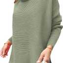 ANRABESS Women's Oversized Turtleneck Batwing Sleeve Spilt Casual Loose Knit Tunic Pullover Sweater Tops 2025 Fall Outfits (Gray, XS)