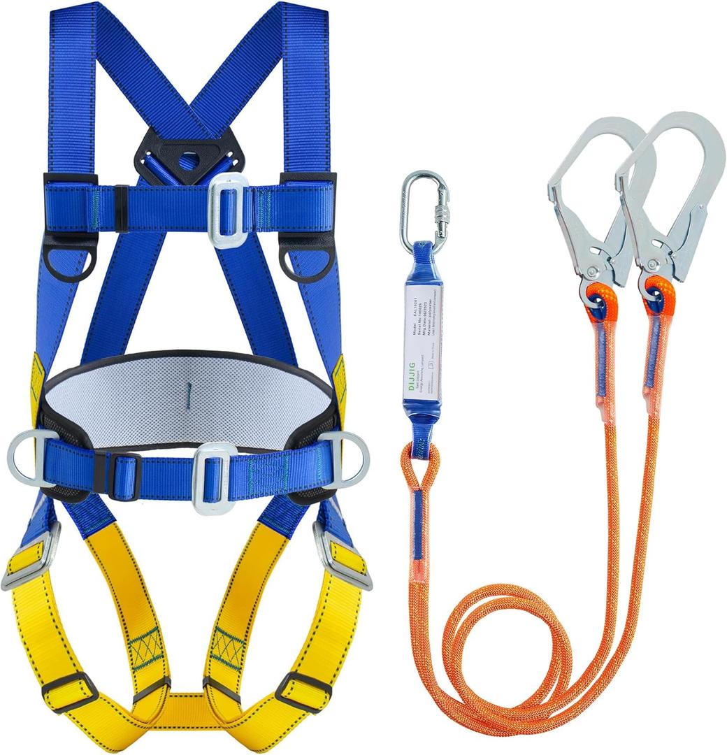 Universal Full Body Fall Protection Safety Harness with Dorsal D-Ring and Mating Buckle Legsroofing harness construction harness ANSI/ASSP Compliant,internal Shock Absorbing landyard&Hook