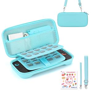 Younik Switch 2 Case Compatible with NS Switch 2 (2025), Carrying Case with 19 Game Card Slots, 4 in 1 Switch 2 Accessories Includes Shoulder Strap, Wrist Strap & Stickers (Blue)