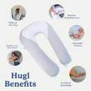 Plufl Hugl Cooling Body Pillow for Adults Made with CloudSupport Fill | U Shaped Maternity Pillows Great for Side Sleepers & Pregnant Women | Washable Cover | Grey