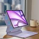 ESR [Upgraded for iPad Air 13 Inch Case Keyboard M4/M3/M2 (2026/2025/2024), Easy-Set Magnetic Stand, Portrait/Raised Modes, with Removable Protective Case, Purple