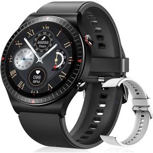 Smart Watch, Bluetooth Call Fitness Watch Full Touch Screen Activity Tracker Waterproof Music Fitness Tracker for Men Gift Black Gray