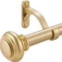 28-48 Inches Curtain Rods for Window, Vimayta 1 Inch Diameter Drapery Rod with Resin Finials, Ideal Adjustable Heavy Duty Single Curtains Rod for Bedroom, Living Room Decoration, Warm Gold