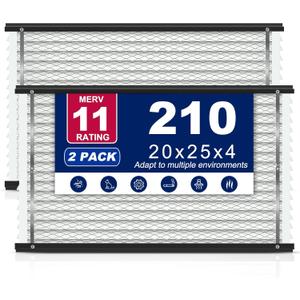 2-Pack 210 Air Filter Replacement Compatible with AprilAire Whole House Air Purifiers,Models 1210, 1620, 2210, 2216, 3210, 4200, MERV 11, Size: 20x25x4 Pleated HVAC AC Furnace Filter
