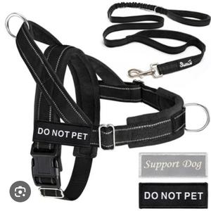 Lukovee No Pull Dog Harness & Leash Set - Heavy Duty Dog Vest Harness with Soft Padded for Medium Large Dogs, Adjustable Reflective Tactical Pet Harness for Easy Walk and Training (M, Black)