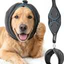 Swooflia Dog Ear Muffs Cover - Dog Cat Ears Muffs for Bath Noise Protection Calming Cold Weather Anxiety Relief, Dark Grey Medium Adjustable Top for Grooming Bathing Fireworks and Travel M