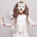 HyperFun Therian Mask and Tail Set Furry Fox Cat Mask Gloves Cosplay Costume Halloween Party (White)