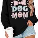 ALLTB Dog Mom Sweatshirt Women Dog Mama Graphic Shirt Cute Paw Shirts Puppy Lover Pullover Casual Long Sleeve Tee Tops (L)