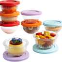 Freshmage Small Glass Bowls with Lids, [8 Pack-6.25 Oz] Meal Prep Bowls Set, Stackable Small Food Storage Containers for Leftovers, Snacks, Nuts, Dips, Dessert, Dishwasher & Microwave Safe