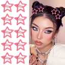 Hair Clip, 10Pcs Star Hair Clips Y2K Accessories for Girls, Cute Metal Hair Barrettes, Kawaii Hair Accessories for Women, Non Slip Rave Hair Clips, Pink, 1.2 inches