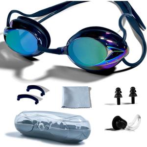 PHELRENA Swimming Goggles, Professional Swim Goggles Anti Fog UV Protection No Leaking for Adult Men Women Kids (Black Color)
