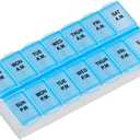 EZY DOSE Weekly AM/PM Daily Pill Case, Medicine Planner, Vitamin Organizer, Fish Oil Holder, Supplements Container, Medium Compartments, 2 Times a Day, (Randomly Selected), BPA Free