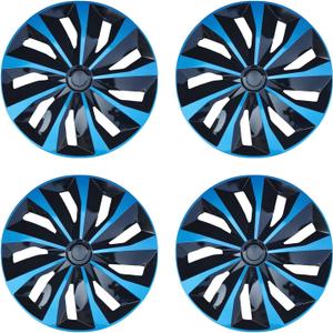 Hubcap Wheel Cover Replacement R15 Hub Caps Universal-Fit Steel Wheel Rim Cover ABS Material Exterior Accessories for Car Truck SUV Van -Set of 415-inchBlue-Black