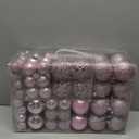 Christmas Balls Tree Ornaments Set, Shatterproof Xmas Decorations Set with Reusable Hand-held Gift Package for Holiday Indoor Tree Decor (100, Pink)