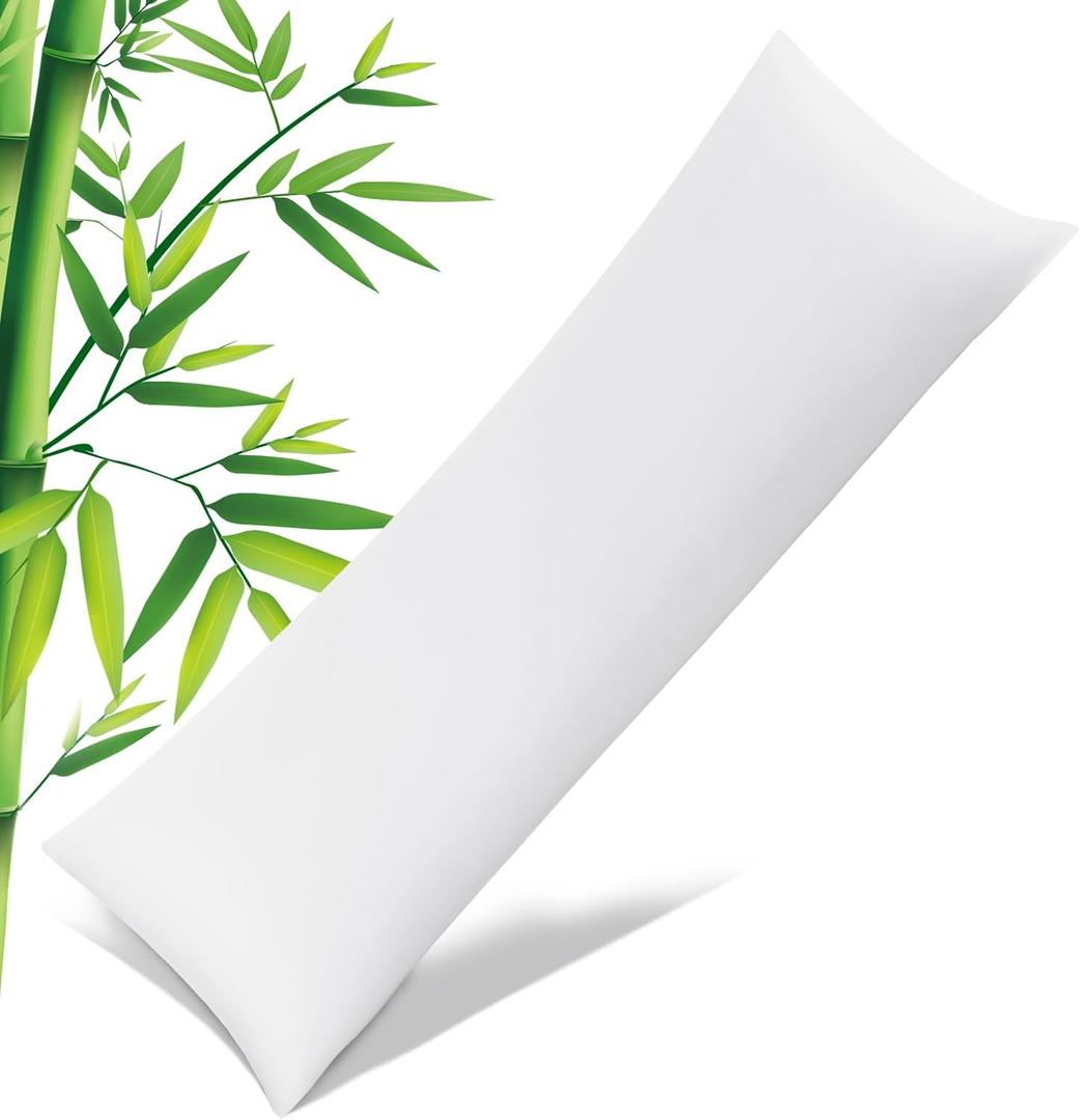 Pillowcases Body Size,Cooling Viscose Pillow Cases with Zipper Closure, Cool & Breathable Pillow Cover for Hot Sleepers and Night Sweats, 20" x 54" (White)