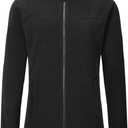 MoFiz Women's Long Fleece Zip Up Hoodies Long Sleeve Full Zip Soft Warm Polar Fleece Jacket Coat with Pocket for Fall Winter (Black, L)