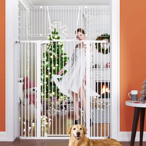 71" Extra Tall Cat Gate for Doorway 28.5"-48.7" Extra Wide Pet Gate with Adjustable Cat Door Wide, Auto Close, Pressure Mounted, Pet Gate for Cats & Small Dogs, Hallway, Stairs, Kitchen