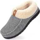 VeraCosy Women's Memory Foam Moccasin Slippers - Cozy Indoor House Shoes with Fleece Lining & Non-Slip Sole (7, Grey)