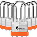 Padlocks Keyed Alike, Pack of 6, Laminated Steel Keyed Lock (1-9/16", 40mm), Padlocks with Same Key, Long Shackle, for Toolbox, Locker & StorageUnit or More