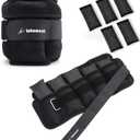 Adjustable Ankle Weights 1-5/10/12 Lbs Leg Weights for Men Women,Wrist Ankle Weights for Physical Therapy,Yoga Pilates,Workout,Walking,Jogging (Adjustable 5 Lb Set ( 2.5 Lb Each) - Black)