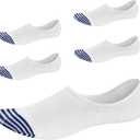 No Show Socks for Men&Women-Low Cut with Non Slip Grip-Invisible Socks for Oxfords Sneakers Size7-12 5 Pairs (White-blue), Size: One Size